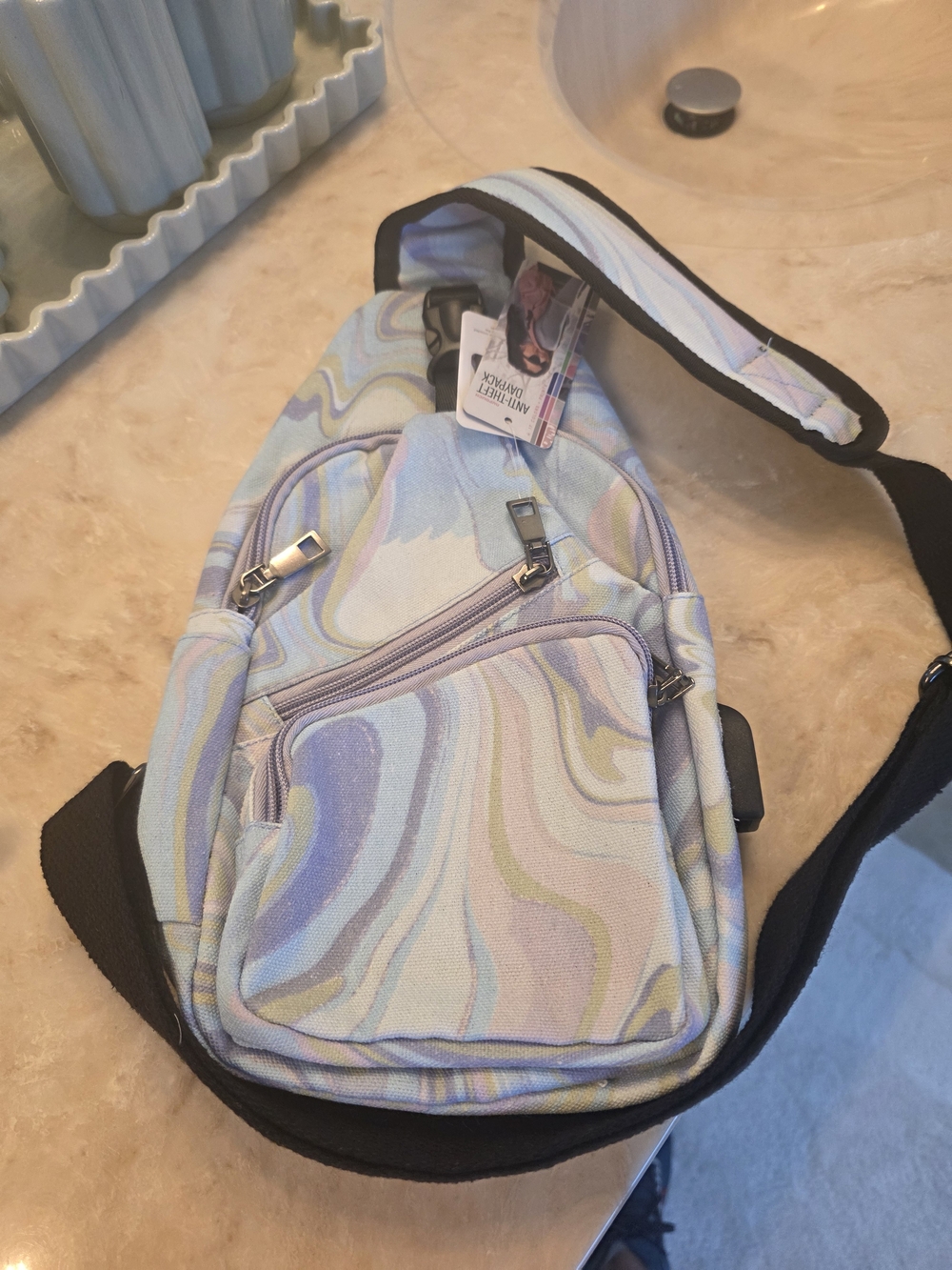 Pastel Swirl Sling Bag - Lavender Multi